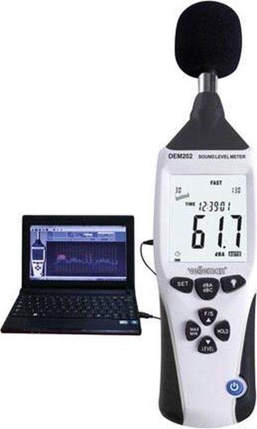 Velleman Professionele geluidsniveaumeter, datalogger, usb-interface, 262144 metingen, windows os