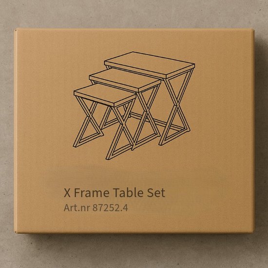 Ceruzo Bijzettafels - Paris - Set van 3 - Zwart Metaal en MDF - Modern Design
