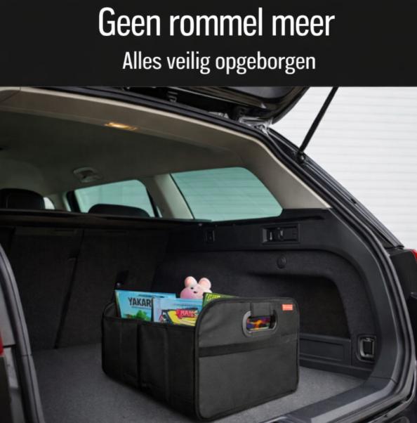 HELDENWERK kofferbaktas opvouwbaar en stabiel - kofferbakorganizer boodschappentas voor praktische opslag - autovouwdoos, kofferbakdoos (zwart)