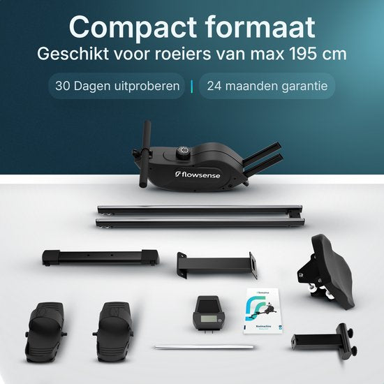Flowsense Roeiapparaat - Roeimachine - Geluidsstil - Magnetische Roeitrainer Fitness - Rowing Machine 16 Weerstandniveaus - LCD Monitor
