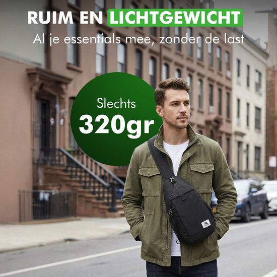 Travelhawk Sling bag - Schoudertas Heren & Dames - Unisex - Crossbody Tas - Waterdicht - Zwart
