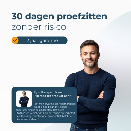 Zitkussen Orthopedisch - Verlichting onderrug, stuitje & heupen - Ergonomische Stuitkussen - Traagschuim Wigkussen - Voor Stoel & Bureaustoel - Alyze