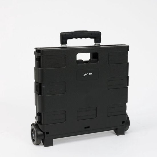 Ceruzo Boodschappen Trolley met Vouwkrat - 30 Liter met 2 Wielen- Inklapbaar- Boodschappenkrat-Zwart