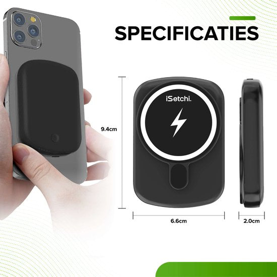 iSetchi Powerbank 10000 mAh - Klein - 20W USB-C - MagSafe