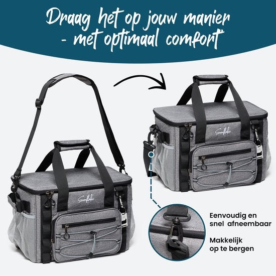 Koeltas Groot - 22 Liter - 5 Laags Geïsoleerde Picknicktas voor Volwassenen - Lunchtas - Grijs - Sunflake