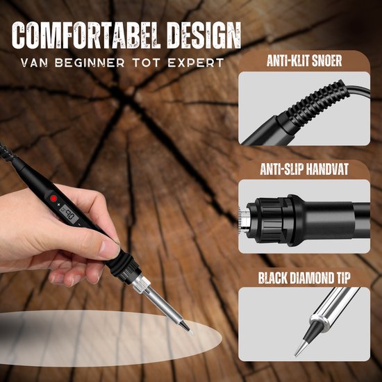 Vertrex 2-in-1 Soldeerbout en Houtbrander Set - 40-delig - Pyrografie - Soldeertin - Soldeerstation - Soldeerset