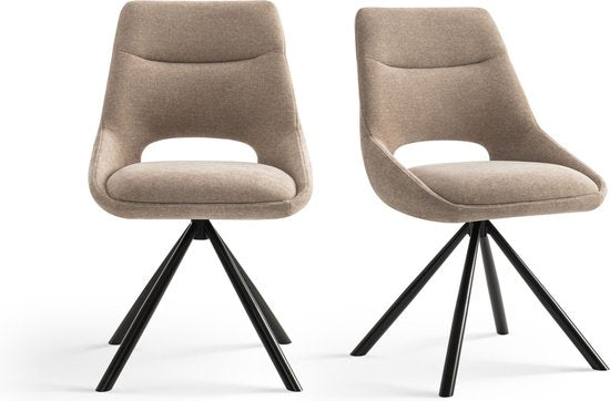 Furnihaus Eetkamerstoelen set van 2 - Tosca - Taupe - Stof