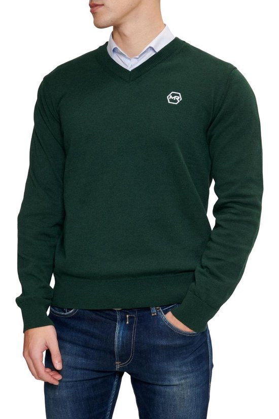 Mario Russo Pullover - Donkergroen - Maat XL - Italiaanse Schnitt - 85% Katoen Pullover
