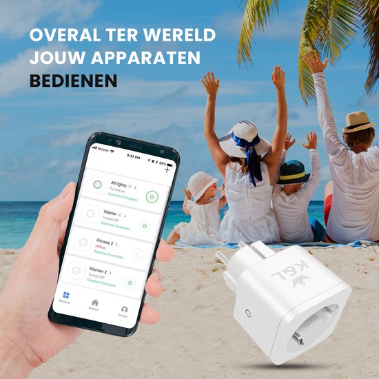 K&L Slimme Stekker - Smart Plug - Incl. Energiemeter & Tijdschakelaar
