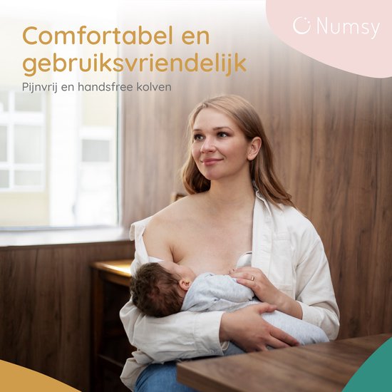 Numsy Elektrische Draadloze Handsfree Dubbele Borstkolf – BPA-vrij – 1 Stuk – met Opbergtas – Nude Roze