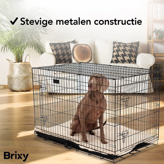 Brixy Hondenbench - Bench Voor Honden - Maat XL - Opvouwbaar - 107 x 72 x 77 CM - 2 Deuren - Zwart