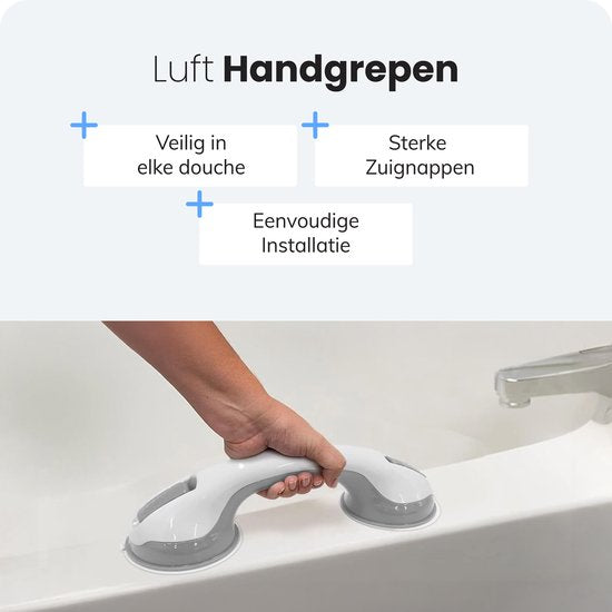 Douche Handgreep met Zuignap - 2 stuks - Geschikt voor douche en toilet - Vochtbestendig - Greep met zuignappen - Voor klein en groot - Extra veilig & sterk model - 30cm Luft