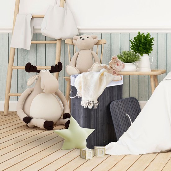 Bamboe Wasmand Curly - 72 L - Grijs - Uitneembare Waszak