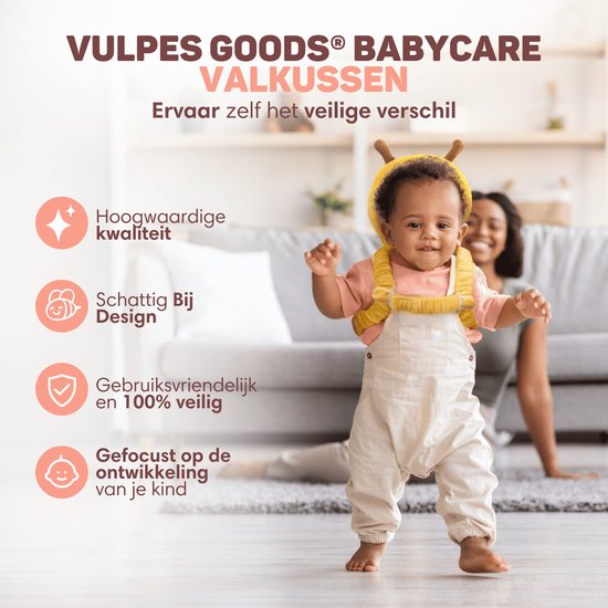 Vulpes Goods® BabyCare - Baby Hoofdbeschermer - Baby Valkussen - Baby Veiligheidskussen - Valrugzak - 3D Ademend - Veilig leren lopen - Bij