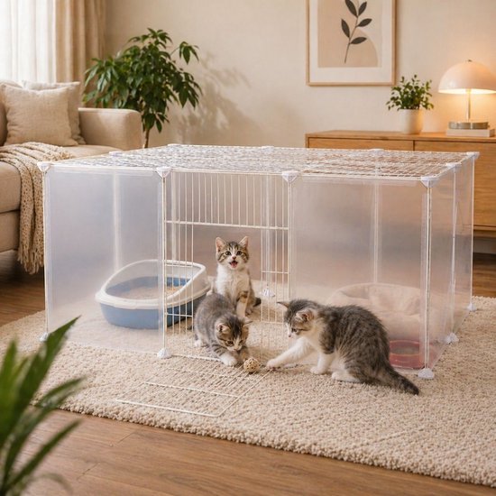 Ceruzo Dierenren 12 Panelen – Modulair – Met Deur – Voor Kleine Dieren