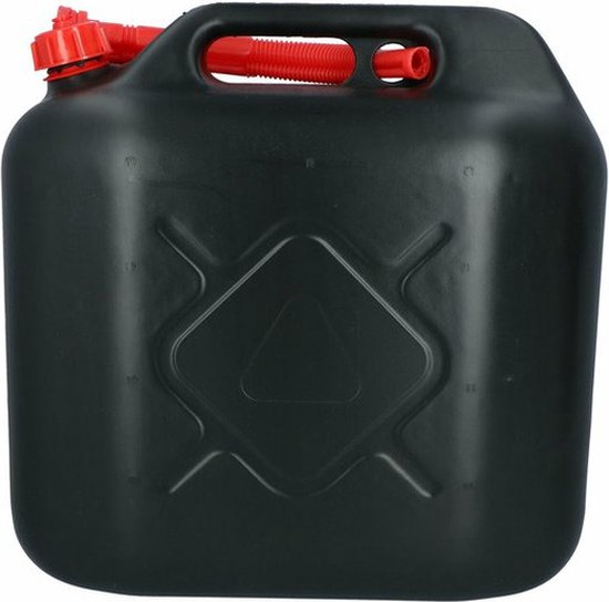 Carpoint Jerrycan - voor brandstof - 20 liter - zwart - incl. rode schenktuit - Benzine en diesel - 38 x 19 cm