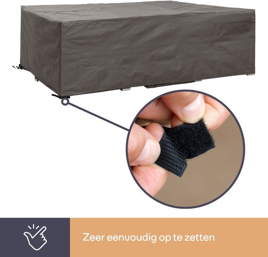 Perel Buitenhoes voor tuinset, grijs, rechthoekig, 280 cm x 230 cm x 80 cm