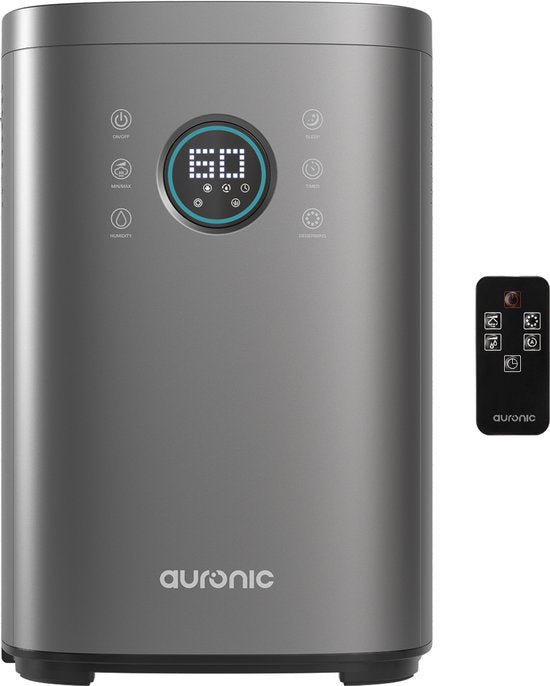 Auronic Luchtbevochtiger - 4 Liter - 40m2 - Geschikt voor Woonkamer, Kantoor, Slaapkamer, Babykamer en Meer - Met Aromatherapie - BPA-Vrij - Grijs