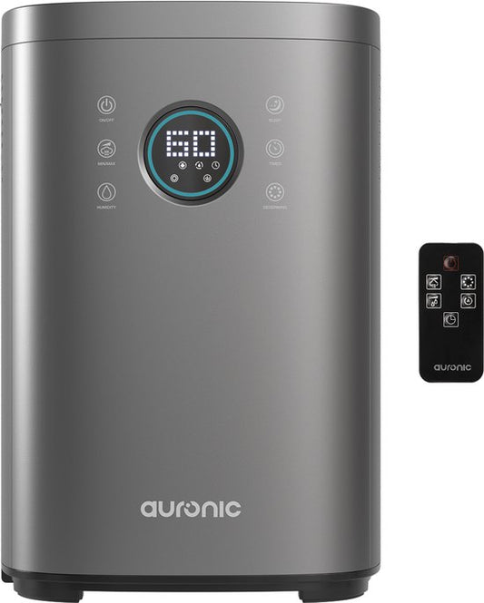 Auronic Luchtbevochtiger - 4 Liter - 40m2 - Geschikt voor Woonkamer, Kantoor, Slaapkamer, Babykamer en Meer - Met Aromatherapie - BPA-Vrij - Grijs
