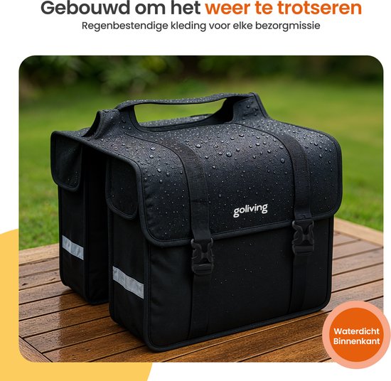 Goliving Fietstas 45 Liter - Dubbele Fietstassen - Waterdicht - Met Reflectoren - Elektrische Fietsen - Zwart