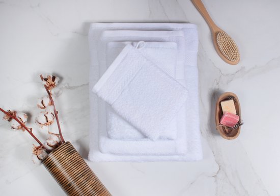 DoubleDry Hotel Washandjes 16 x 21 cm – Set van 6 – 100% Katoen 500 g/m2 – Zacht & Absorberend - Wit