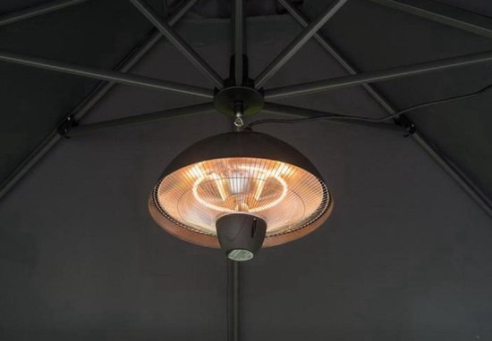Perel Terrasverwarmer - 1500 W - halogeen plafondmontage - trekschakelaar - warmteniveau - zwart