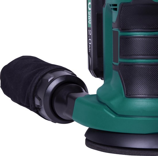 VONROC Excentrische schuurmachine – VPower 20V - Incl. 2.0Ah accu & oplader - Ø125mm - Met stofzak & 12 stuks schuurpapier