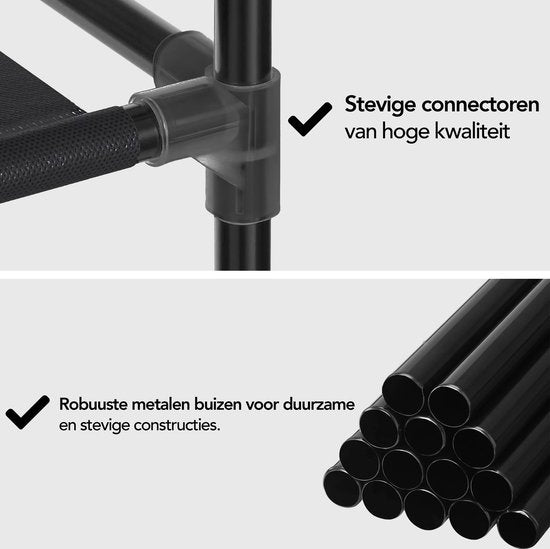 Brixy Kledingkast - Garderobekast - Kleerkast - Opvouwbaar - Stoffen Vouwkast - Campingkast - 88 x 45 x 168 cm - Zwart