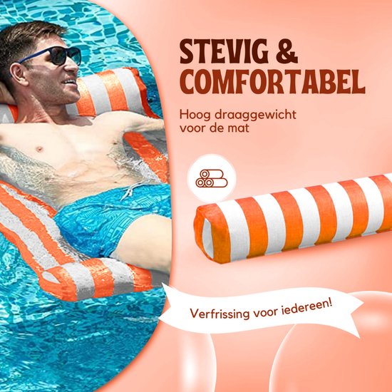 Travelly Luxe Waterhangmat Zwembad – Oranje – Opblaasbare drijvende lounge