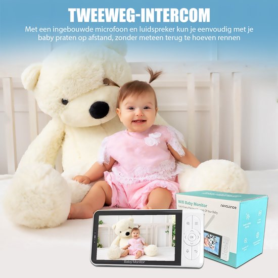 Novalance - Wifi Baby Monitor - Babyfoon Met Camera - Babyfoon met 5 inch scherm - Slaapliedjes - Slimme detectoren