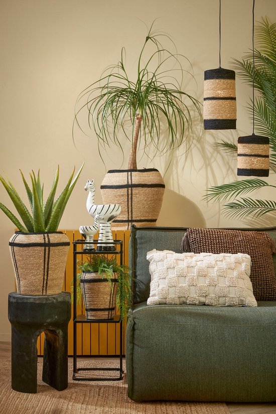 Mica Decorations Jinx Hanglamp - H30 x Ø15 cm - Jute - Zwart