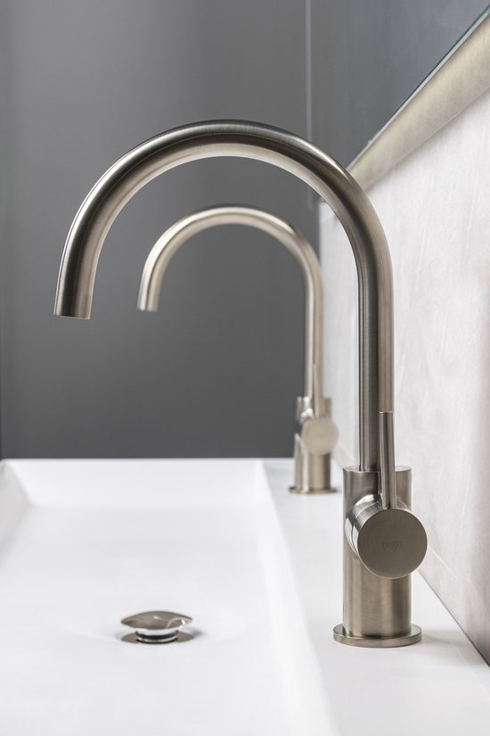 Regn Luxe Keukenmengkraan met ColdStart – Energiezuinig & Elegant – Hoge Uitloop (31,5 cm) - geborsteld nikkel