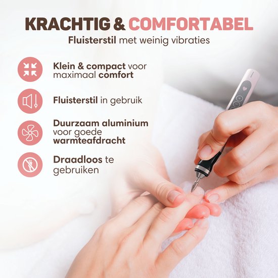 Vulpes Goods® BeautyCare - Elektrische Nagelvijl - Draadloos & Oplaadbaar - 11 Nagelfrees Bitjes en 96 Schuurrolletjes en Draagtas - Manicure en Pedicure set - PRO Versie