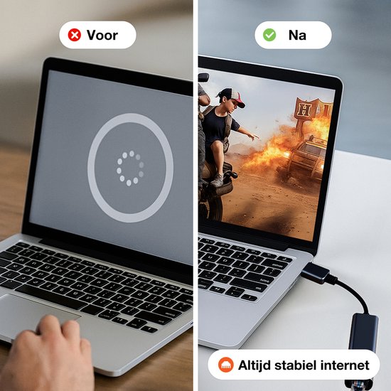 Skoov Ethernet Adapter USB A kabel - USB A naar Ethernet - Internet - Netwerk adapter - 1000 Mbps - Gigabit