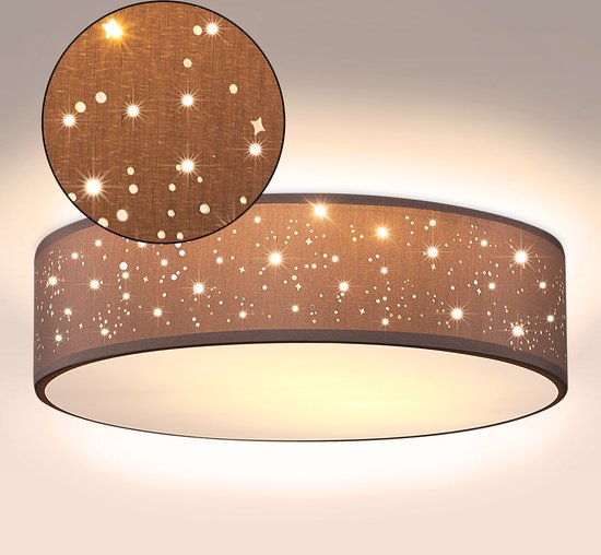 Monzana Plafondlamp - Sterrenhemel Rond 30cm 40 Watt Stof - Taupe