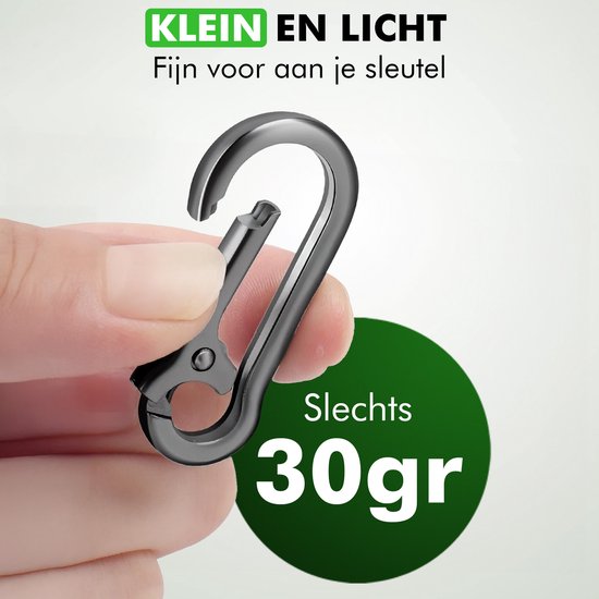Travelhawk Karabijnhaak Sleutelhanger - met Sleutelring - 3 Stuks - Musketonhaak met Veerclip - Karabijnhaak Sleutelhanger - Aluminium - Zilver