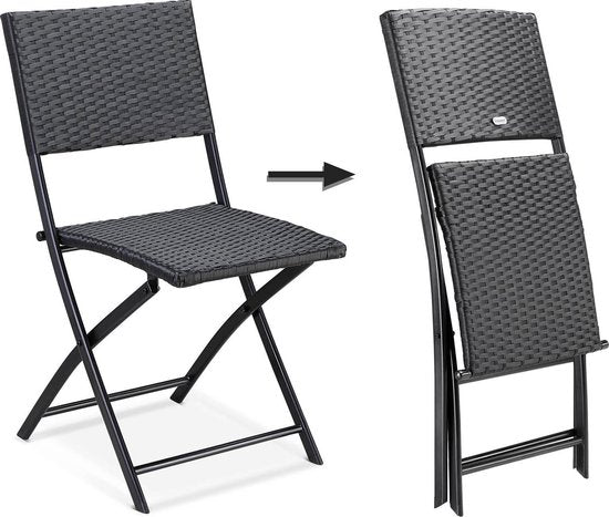 Casaria Polyrattan Klapstoel – 2 Stuks Weerbestendig – Zwart