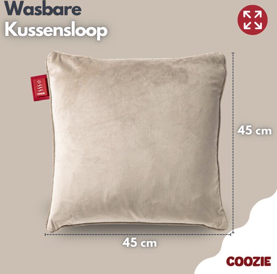 Coozie Warmtekussen Beige Velvet - Elektrisch Oplaadbaar - Draadloos Warmte Kussen - 45 x 45 cm