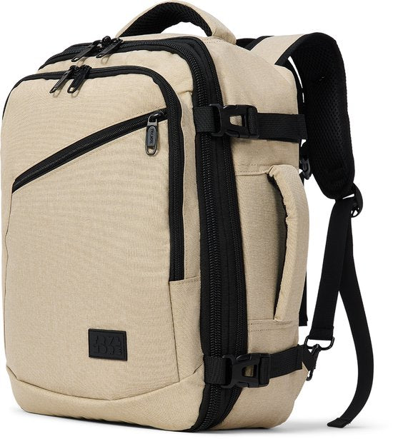 TRVLMORE Reistas - 25L Rugzak - Handbagage - Spatwaterdicht - Rugtas - Weekendtas - Dames en Heren - Beige
