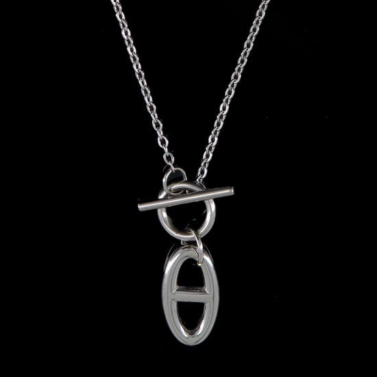 Laura Ferini Dames Ketting Legato Zilver - Zilverkleurige ketting met hangertje - 18K Witgoud Verguld - Halsketting - Collier - Sieraad - Accessoires - Dames Ketting met Hanger