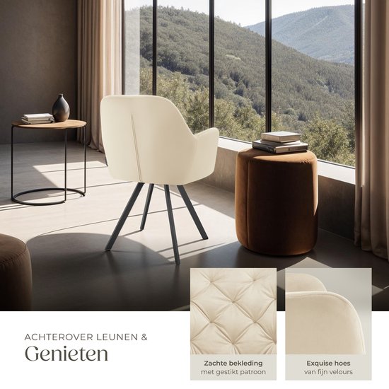 tectake Draaistoel – max. 120 kg – 58 x 58 x 87 cm – Crème