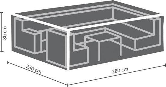 Perel Buitenhoes voor tuinset, grijs, rechthoekig, 280 cm x 230 cm x 80 cm