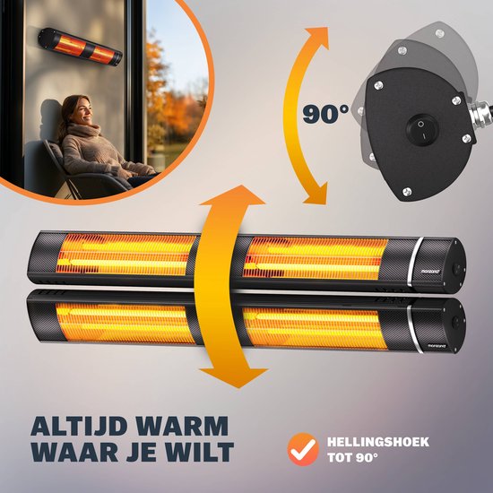 Monzana Infraroodstraler 3000W - 3 Standen/Afstandsbediening - Zwart