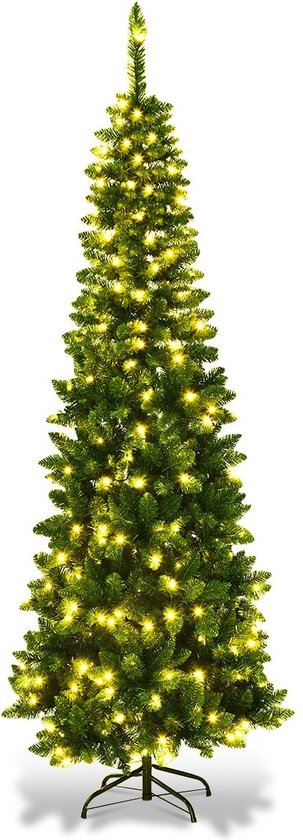 Coast Kerstboom Potloodvormig MET Warm Witte LED-Verlichting En Metalen Voet & - 200cm
