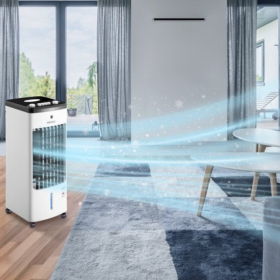Monzana 4-in-1 Mobiele Aircooler – 60 W – 22,5 x 25 x 56 cm – Wit/Zwart
