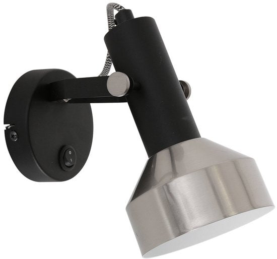 Spot Wandlamp Acier 3337ZW Zwart E27 fitting Draaibaar en Kantelbaar Metaal Mexlite