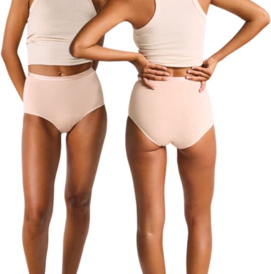 Bamboo Elements - L - Menstruatie Ondergoed - High Waist Brief - Nude - Period Underwear - Menstruatieslip - Menstruatie Onderbroekje - Ondergoed Dames Slips