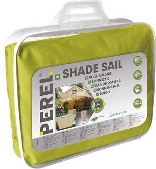 Perel Schaduwdoek, waterafstotend, 5 x 5 m, 160 g/m², polyester, vierkant, limoengroen