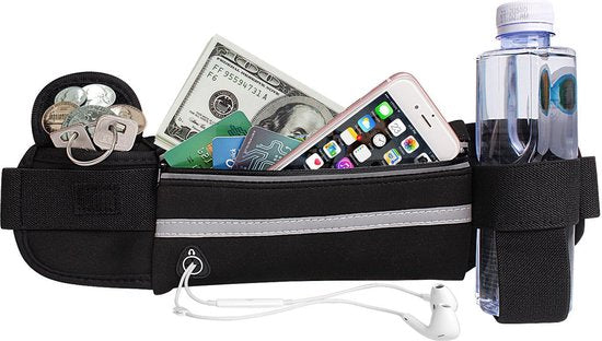 Garpex® Running Belt - Heuptas - Hardloop Telefoonhouder - Hardlooptasje - Heuptasje Dames en Heren - Hardlopen - One Size - Zwart