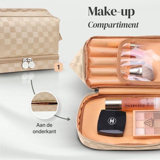 SC Travel Essentials - Toilettas en Make-up Organizer - Waterdicht en Compact - Geschikt voor Reis en Dagelijks Gebruik - Unisex - Goud
